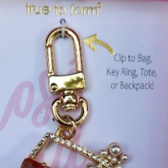 True To Form Pearl Embellished Rose All Day Bag Charm Keychain - Picture 4 of 6